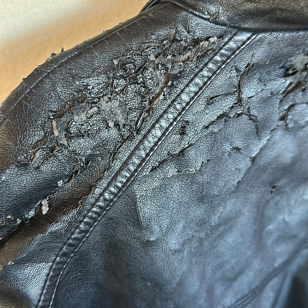 Calvin Klein Men’s Heavily Distressed Faux Leather w/ Sweater Style Underlining - Picture 12 of 16